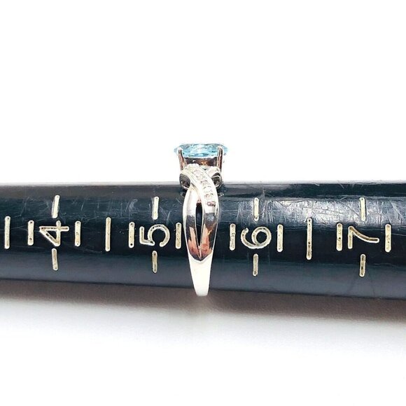 Bradford Exchange Blue Aquamarine Sterling Silver Ring Size 5.5 - Picture 3 of 3